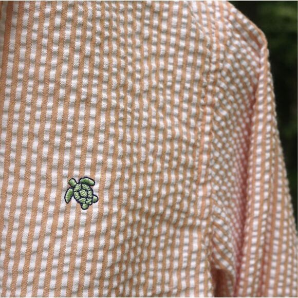 J. Bailey Boys Orange Seersucker Button Up Shirt - Picture 4 of 7